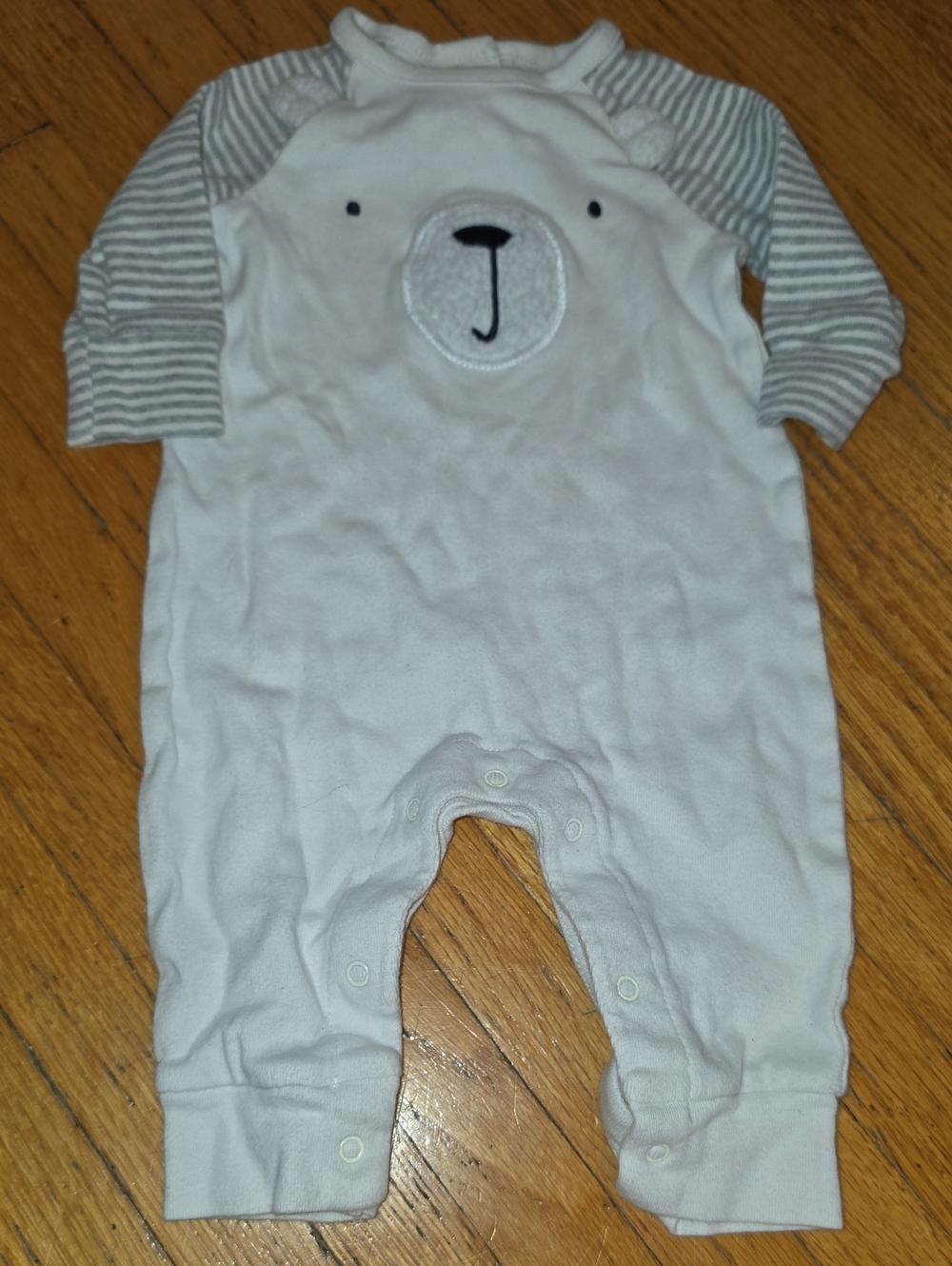 Gap Bear Footie White & Gray Baby 0-3M
